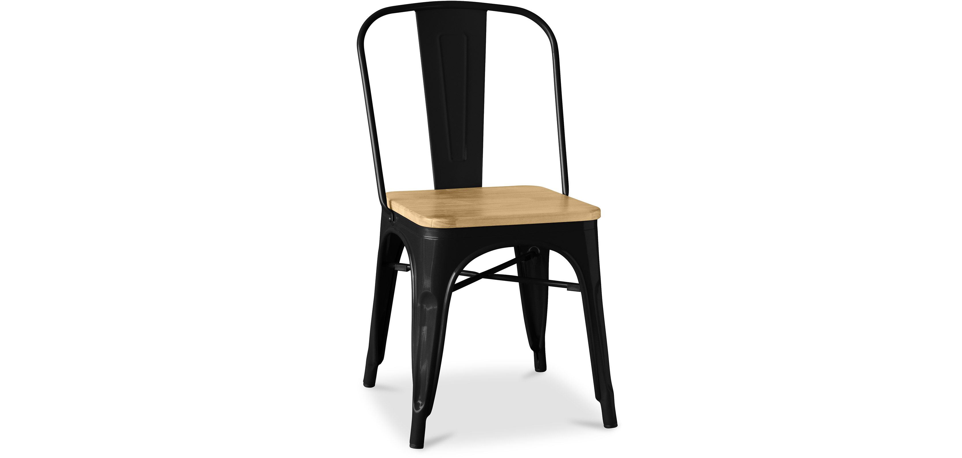 Chaise Factory Assise Carrée en bois - Métal