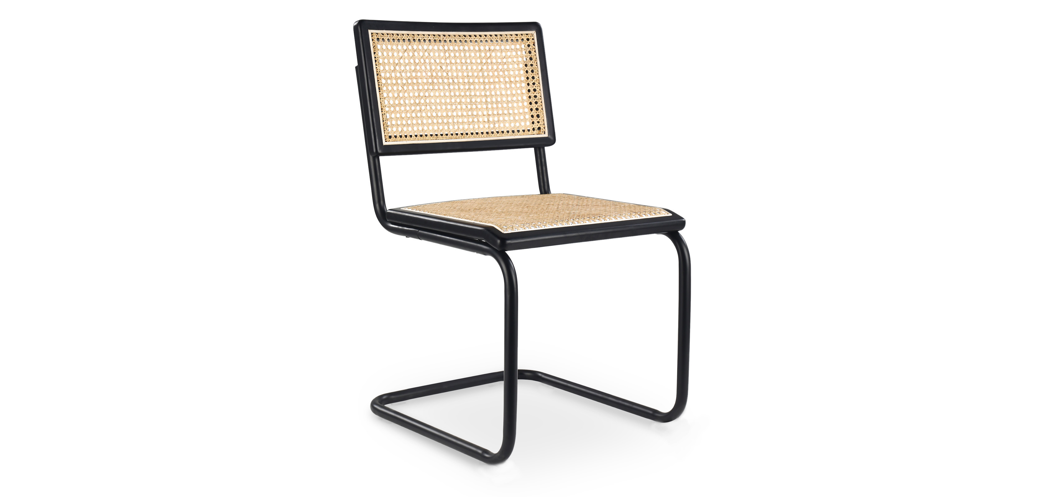 Dining Chair, Natural Rattan And Black Wood - Lona