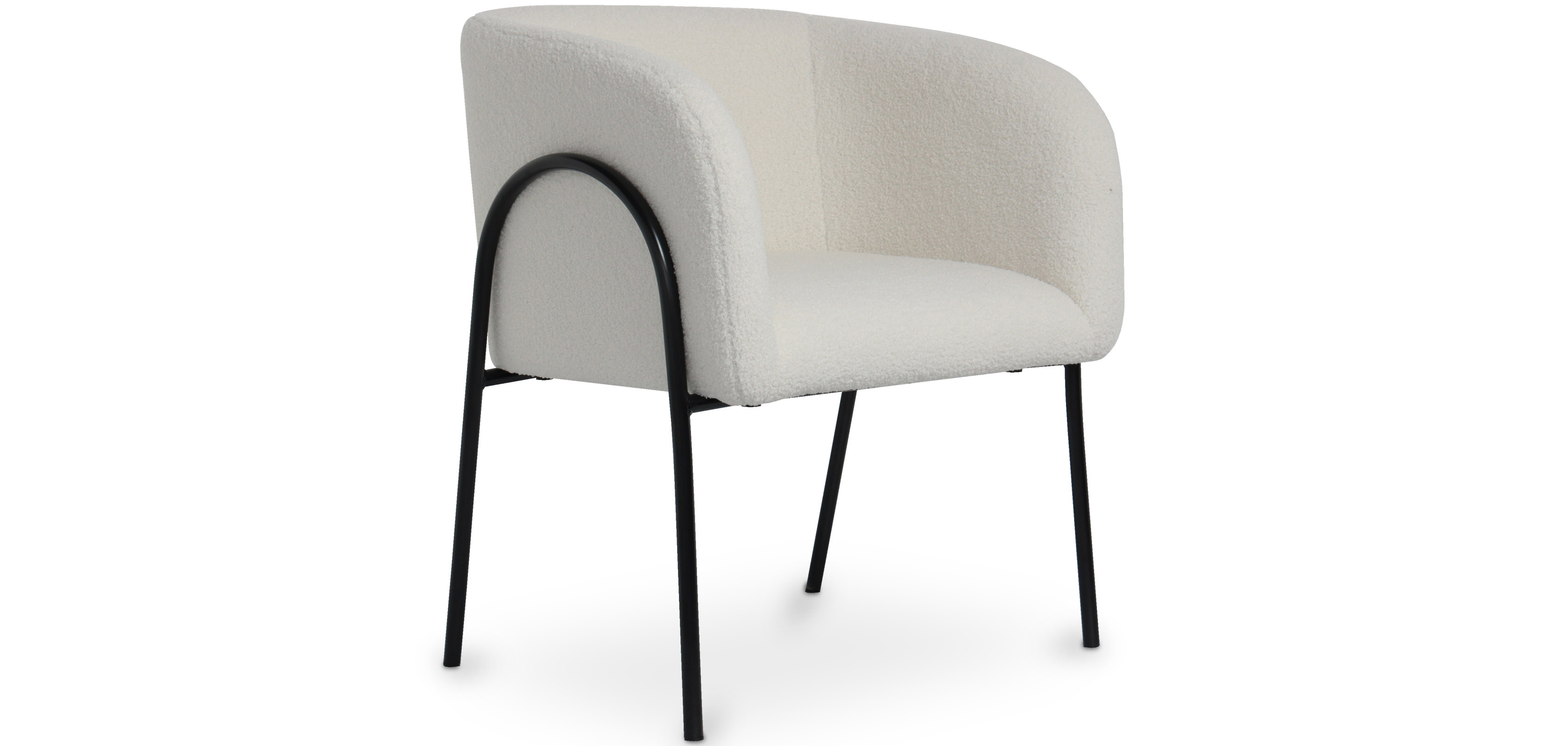 Upholstered Dining Chair - White Boucle - Skye