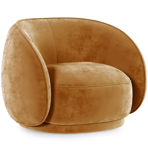 Curved Velvet Upholstered Armchair - William