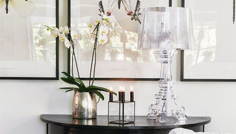 Lampe de table - grande lampe de salon design - bour transparent