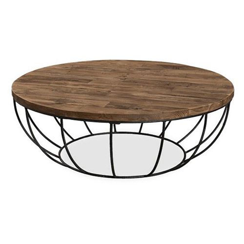 Table Basse Ronde De Style Industriel Lisi Bois Et Metal