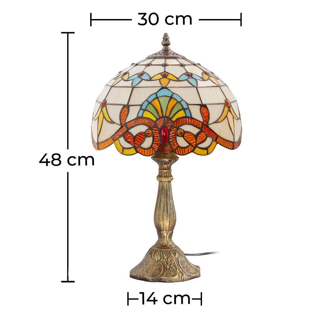 Lampe de table Tiffany fer forgé et verre ambré : Luminaires Elstead made  in England - Réf. 18010014 - mobile